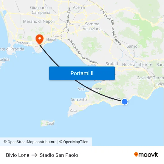 Bivio Lone to Stadio San Paolo map