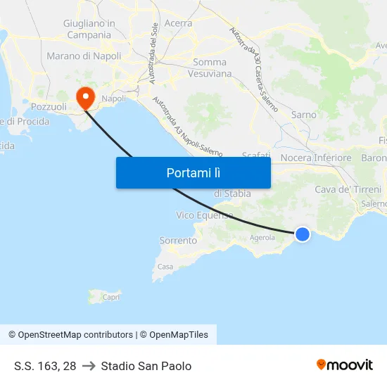 S.S. 163, 28 to Stadio San Paolo map