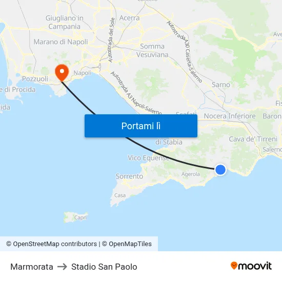Marmorata to Stadio San Paolo map
