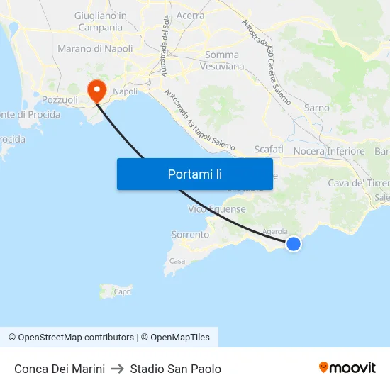 Conca Dei Marini to Stadio San Paolo map