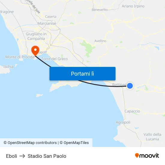 Eboli to Stadio San Paolo map