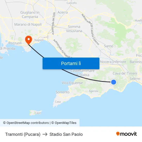Tramonti (Pucara) to Stadio San Paolo map