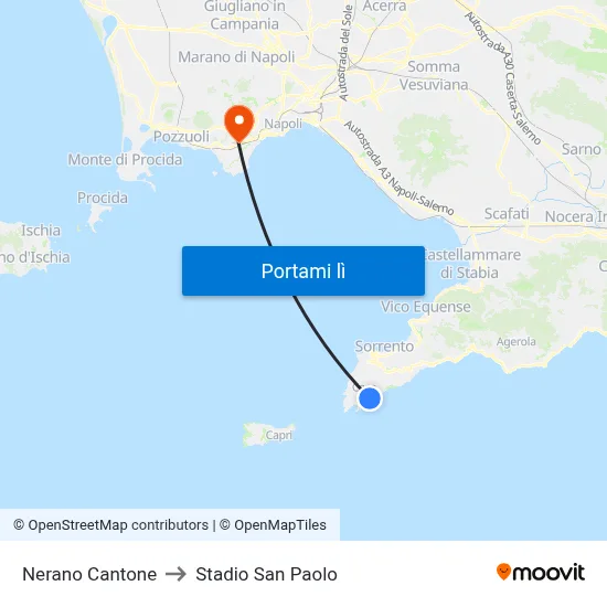 Nerano Cantone to Stadio San Paolo map