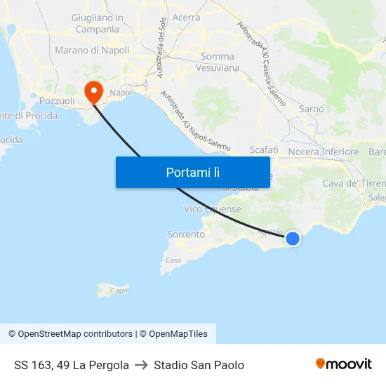 SS 163, 49 La Pergola to Stadio San Paolo map