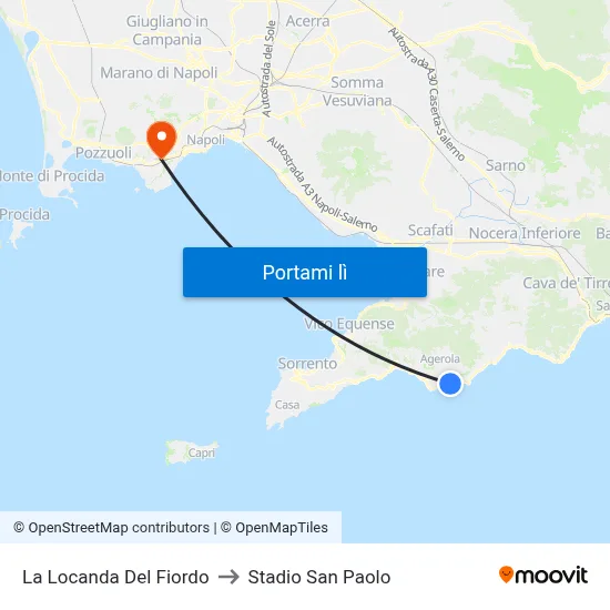 La Locanda Del Fiordo to Stadio San Paolo map