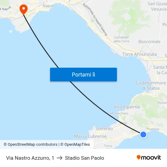 Via Nastro Azzurro, 1 to Stadio San Paolo map