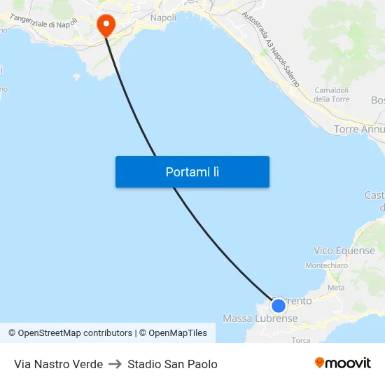 Via Nastro Verde to Stadio San Paolo map