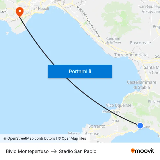 Bivio Montepertuso to Stadio San Paolo map