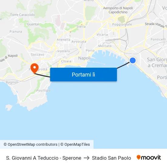 S. Giovanni A Teduccio - Sperone to Stadio San Paolo map