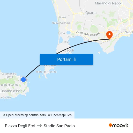 Piazza Degli Eroi to Stadio San Paolo map