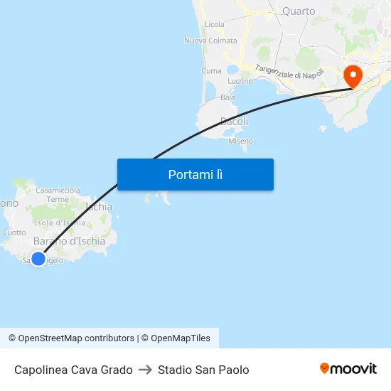 Capolinea Cava Grado to Stadio San Paolo map