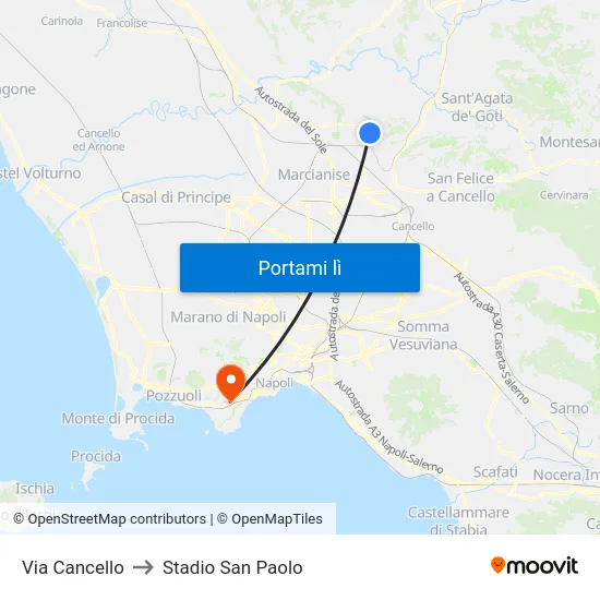Via Cancello to Stadio San Paolo map