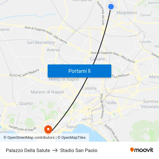 Palazzo Della Salute to Stadio San Paolo map