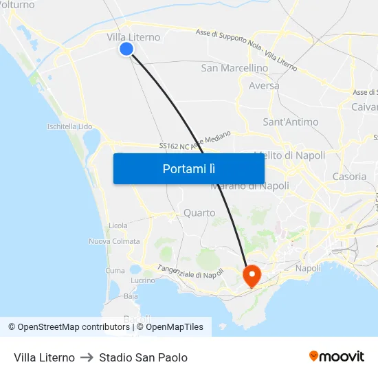 Villa Literno to Stadio San Paolo map