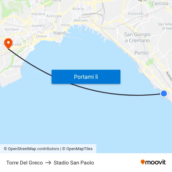 Torre Del Greco to Stadio San Paolo map