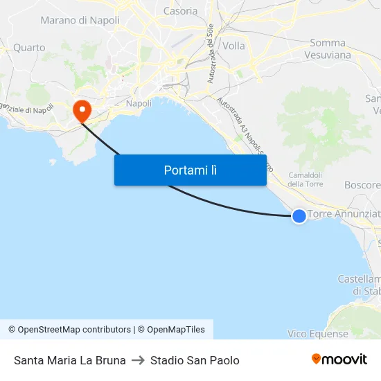 Santa Maria La Bruna to Stadio San Paolo map