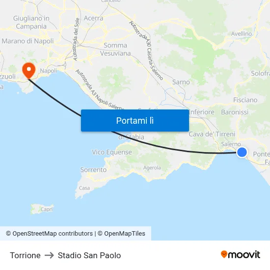 Torrione to Stadio San Paolo map