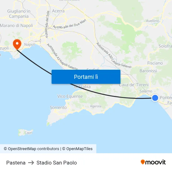 Pastena to Stadio San Paolo map
