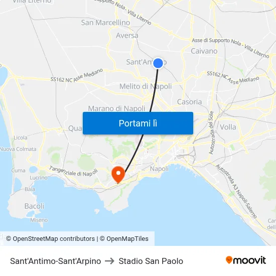 Sant'Antimo-Sant'Arpino to Stadio San Paolo map
