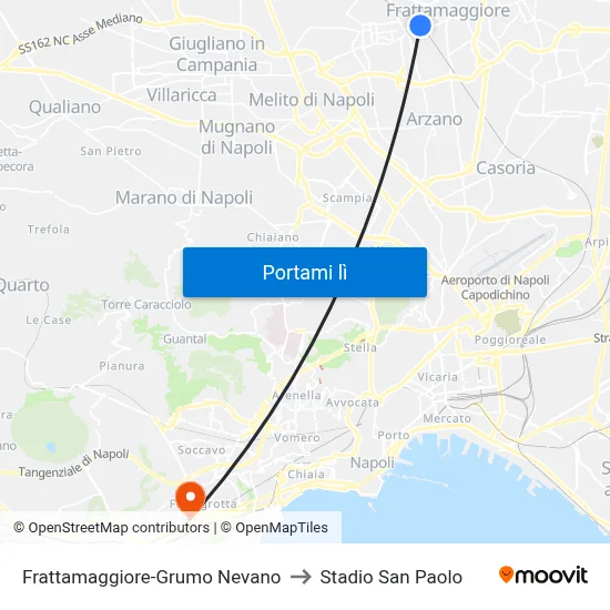 Frattamaggiore-Grumo Nevano to Stadio San Paolo map