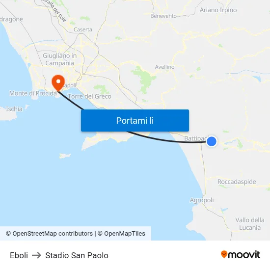 Eboli to Stadio San Paolo map