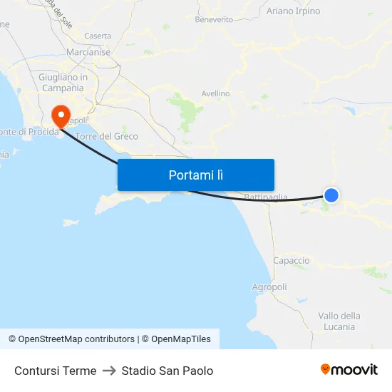 Contursi Terme to Stadio San Paolo map