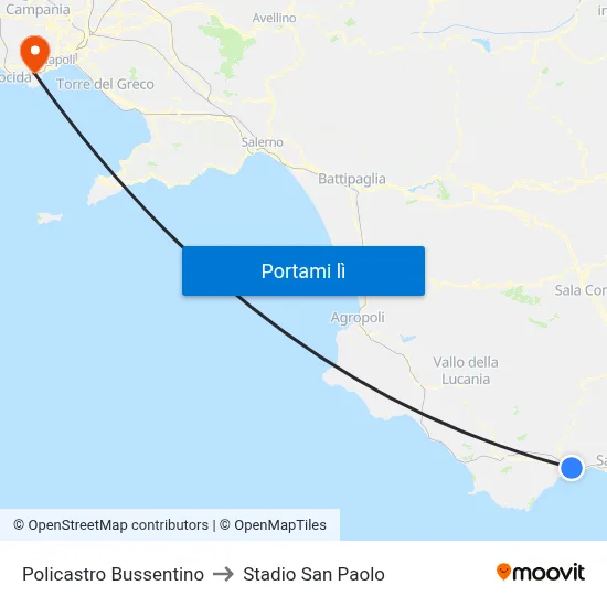 Policastro Bussentino to Stadio San Paolo map