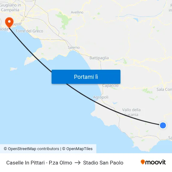 Caselle In Pittari - P.za Olmo to Stadio San Paolo map