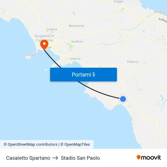 Casaletto Spartano to Stadio San Paolo map