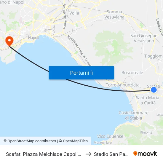 Scafati Piazza Melchiade Capolinea to Stadio San Paolo map
