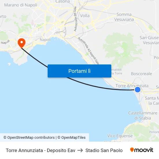 Torre Annunziata - Deposito Eav to Stadio San Paolo map
