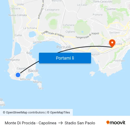 Monte Di Procida - Capolinea to Stadio San Paolo map