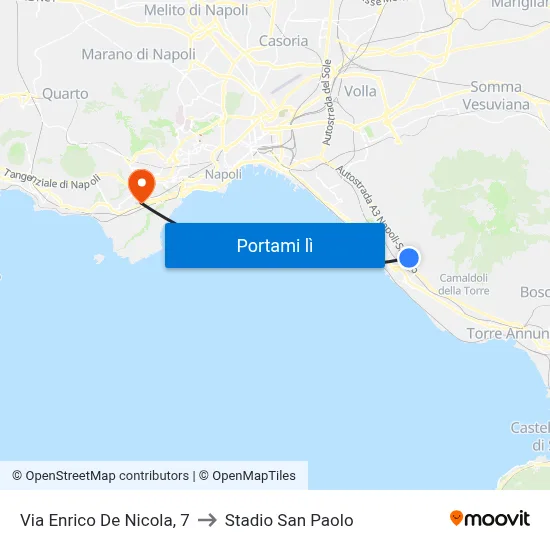 Via Enrico De Nicola, 7 to Stadio San Paolo map