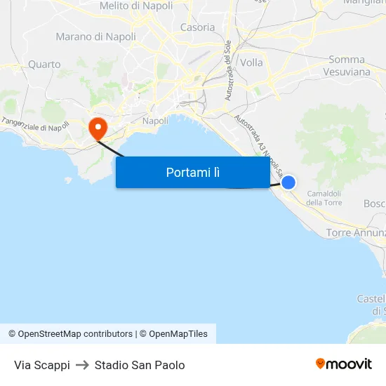 Via Scappi to Stadio San Paolo map