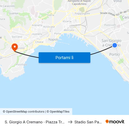 S. Giorgio A Cremano - Piazza Troisi to Stadio San Paolo map