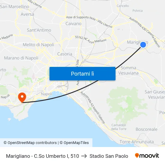 Marigliano - C.So Umberto I, 510 to Stadio San Paolo map