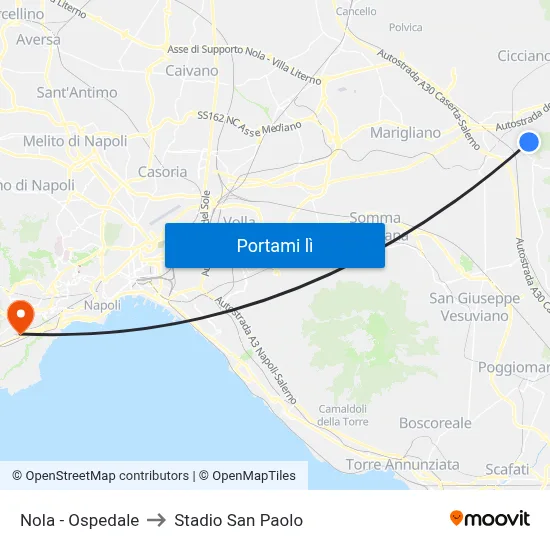 Nola - Ospedale to Stadio San Paolo map