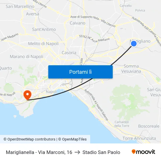Mariglianella - Via Marconi, 16 to Stadio San Paolo map
