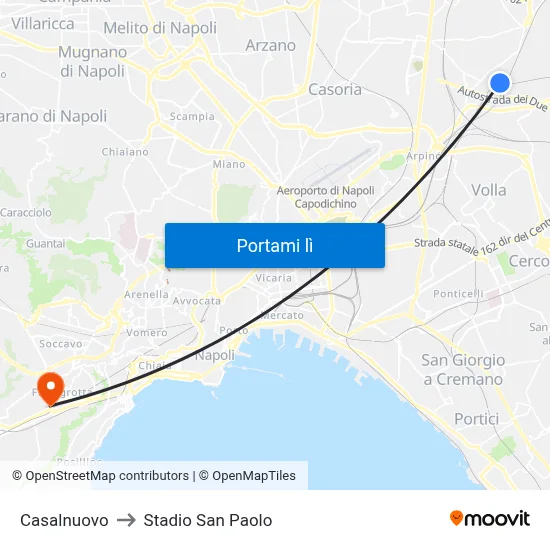 Casalnuovo to Stadio San Paolo map