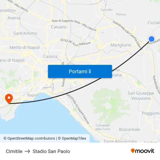 Cimitile to Stadio San Paolo map
