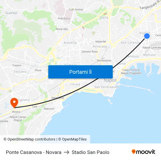 Ponte Casanova - Novara to Stadio San Paolo map