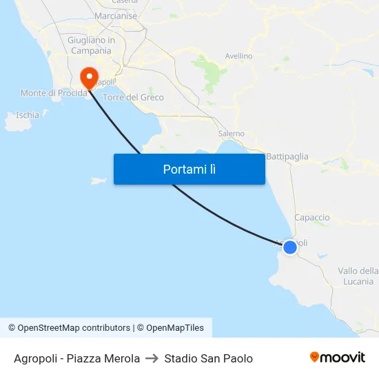 Agropoli - Piazza Merola to Stadio San Paolo map