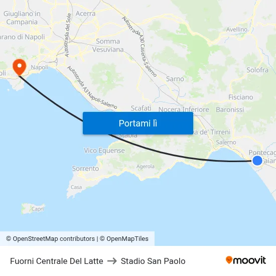 Fuorni Centrale Del Latte to Stadio San Paolo map