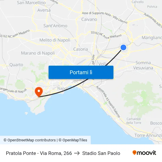 Pratola Ponte - Via Roma, 266 to Stadio San Paolo map