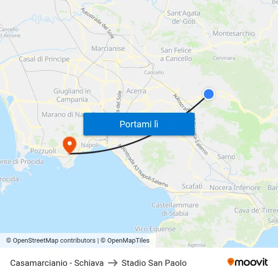 Casamarcianio - Schiava to Stadio San Paolo map