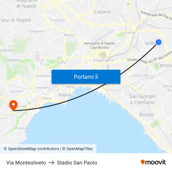 Via Monteoliveto to Stadio San Paolo map