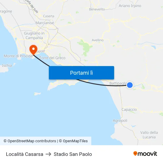 Località Casarsa to Stadio San Paolo map