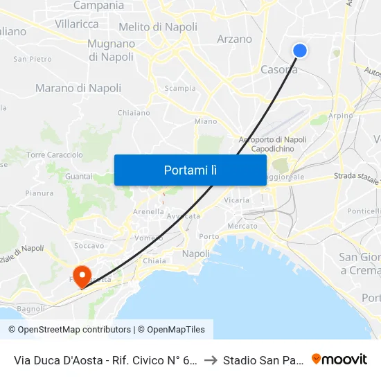 Via Duca D'Aosta - Rif. Civico N° 67-69 to Stadio San Paolo map