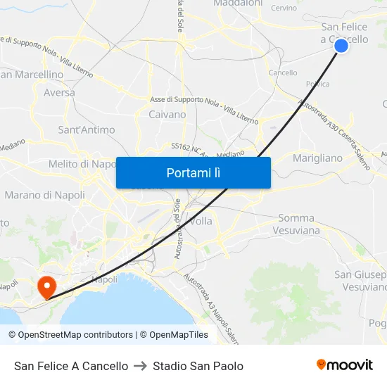 San Felice A Cancello to Stadio San Paolo map