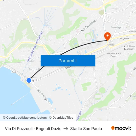 Via Di Pozzuoli - Bagnoli Dazio to Stadio San Paolo map